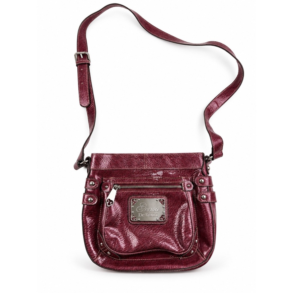 Genna De Rossi Vintage Y2K Burgundy Faux Leather Crossbody Bag Purse